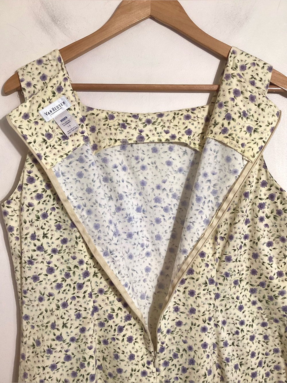 Vtg 90s Microfloral Sleeveless Midi Dress Sz 14 - Picture 8 of 15